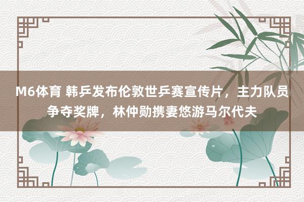 M6体育 韩乒发布伦敦世乒赛宣传片，主力队员争夺奖牌，林仲勋携妻悠游马尔代夫