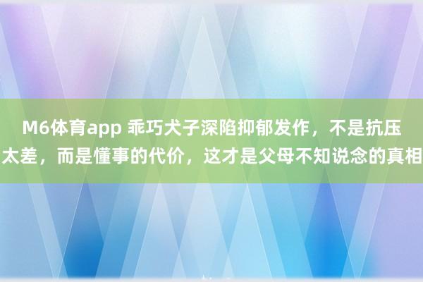 M6体育app 乖巧犬子深陷抑郁发作，不是抗压太差，而是懂事的代价，这才是父母不知说念的真相