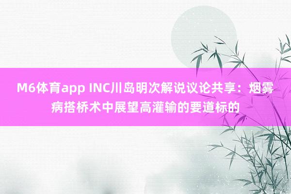 M6体育app INC川岛明次解说议论共享：烟雾病搭桥术中展望高灌输的要道标的