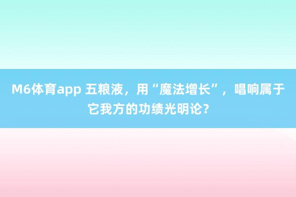 M6体育app 五粮液，用“魔法增长”，唱响属于它我方的功绩光明论？