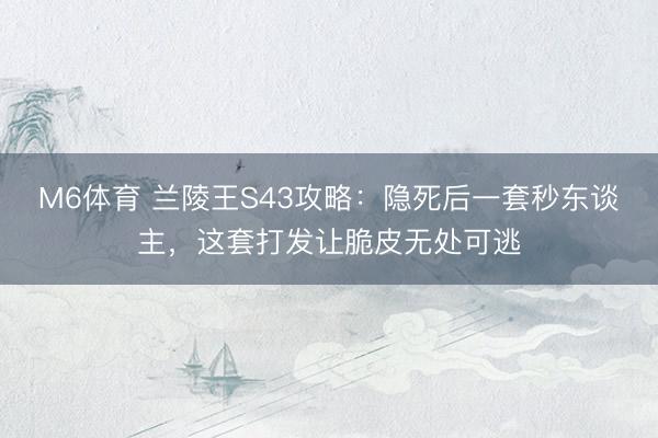 M6体育 兰陵王S43攻略：隐死后一套秒东谈主，这套打发让脆皮无处可逃